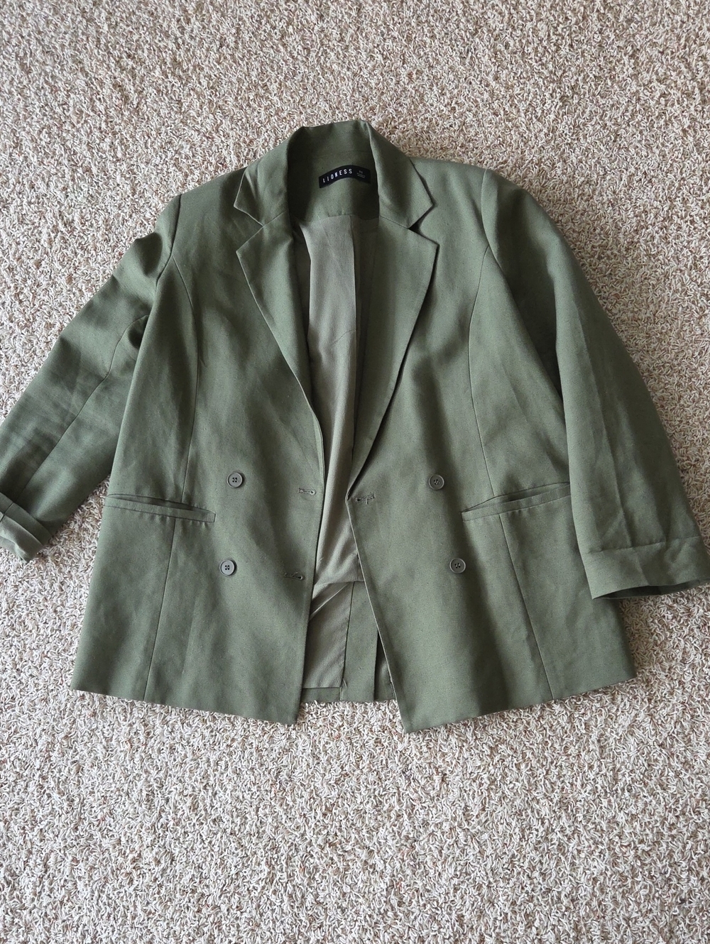 Lioness Oversized Green Double-Breasted Blazer Jacket -